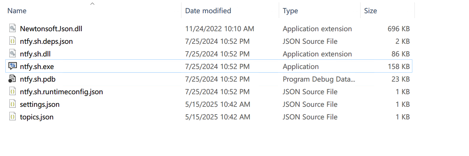 解压并运行 ntfy.sh.exe